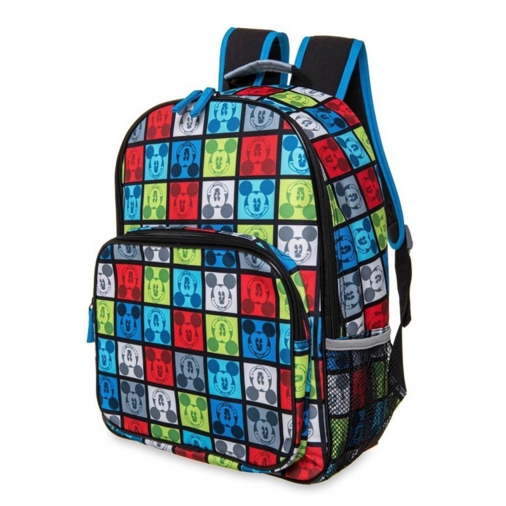 NWT Disneys Mickey Mouse full size backpack 16” multicolored squares
